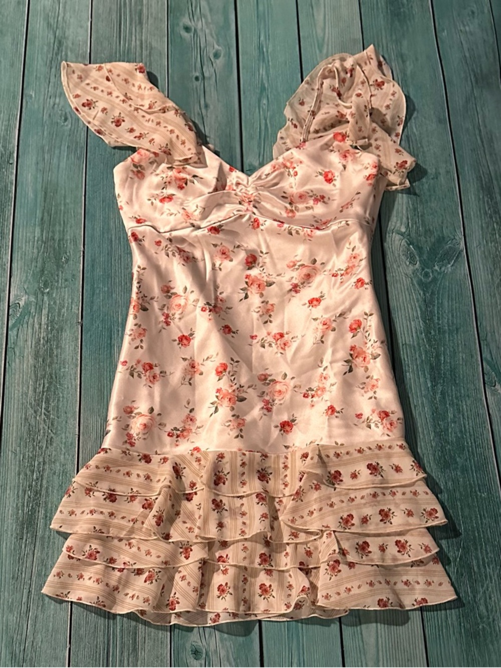 Forever 21 Cream Dress with Pink Floral Print